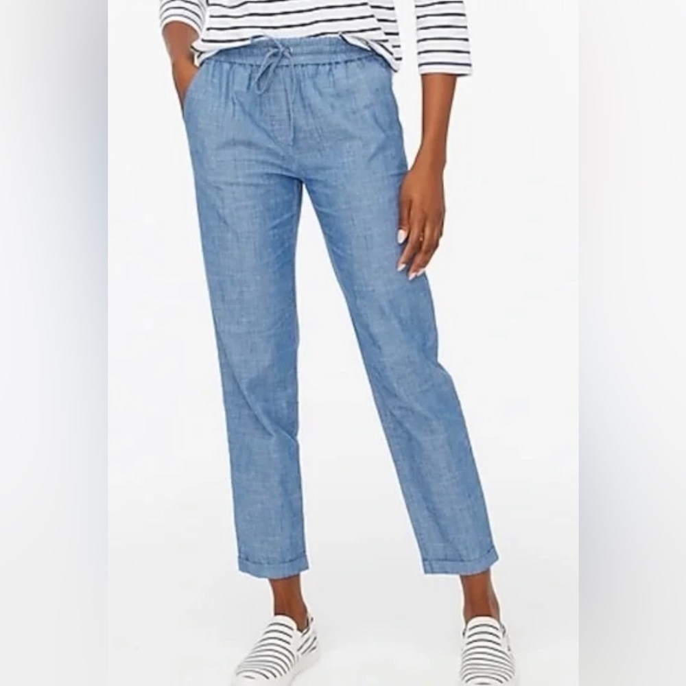 J. Crew Chambray Drawstring Crop Cuffed Pants Siz… - image 7